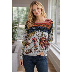 Desigual Floral Embellished Sweater size Small Designed in Ibiza, Spain